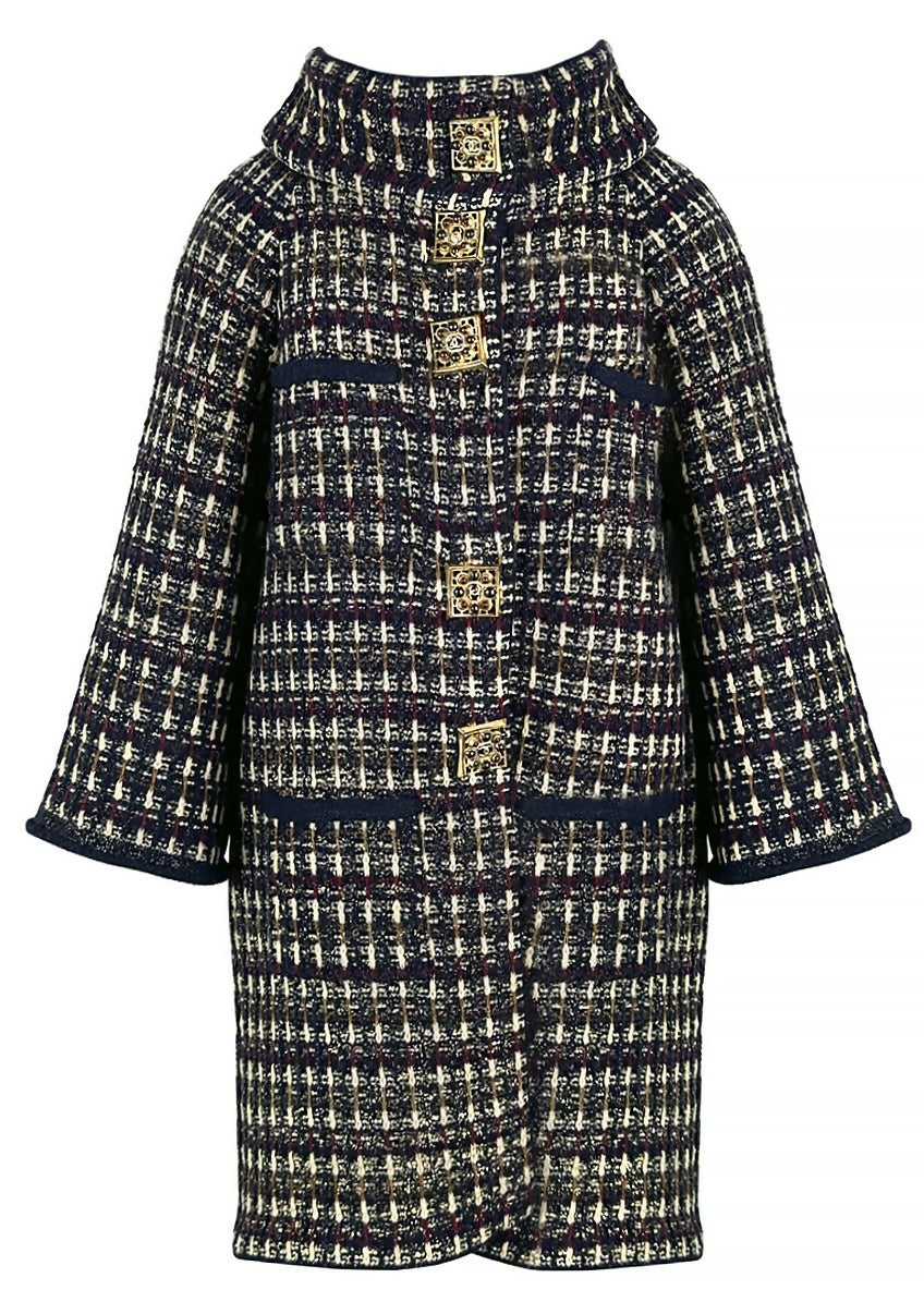 Chanel 11A Paris-Byzance Tweed Long Coat FR 44