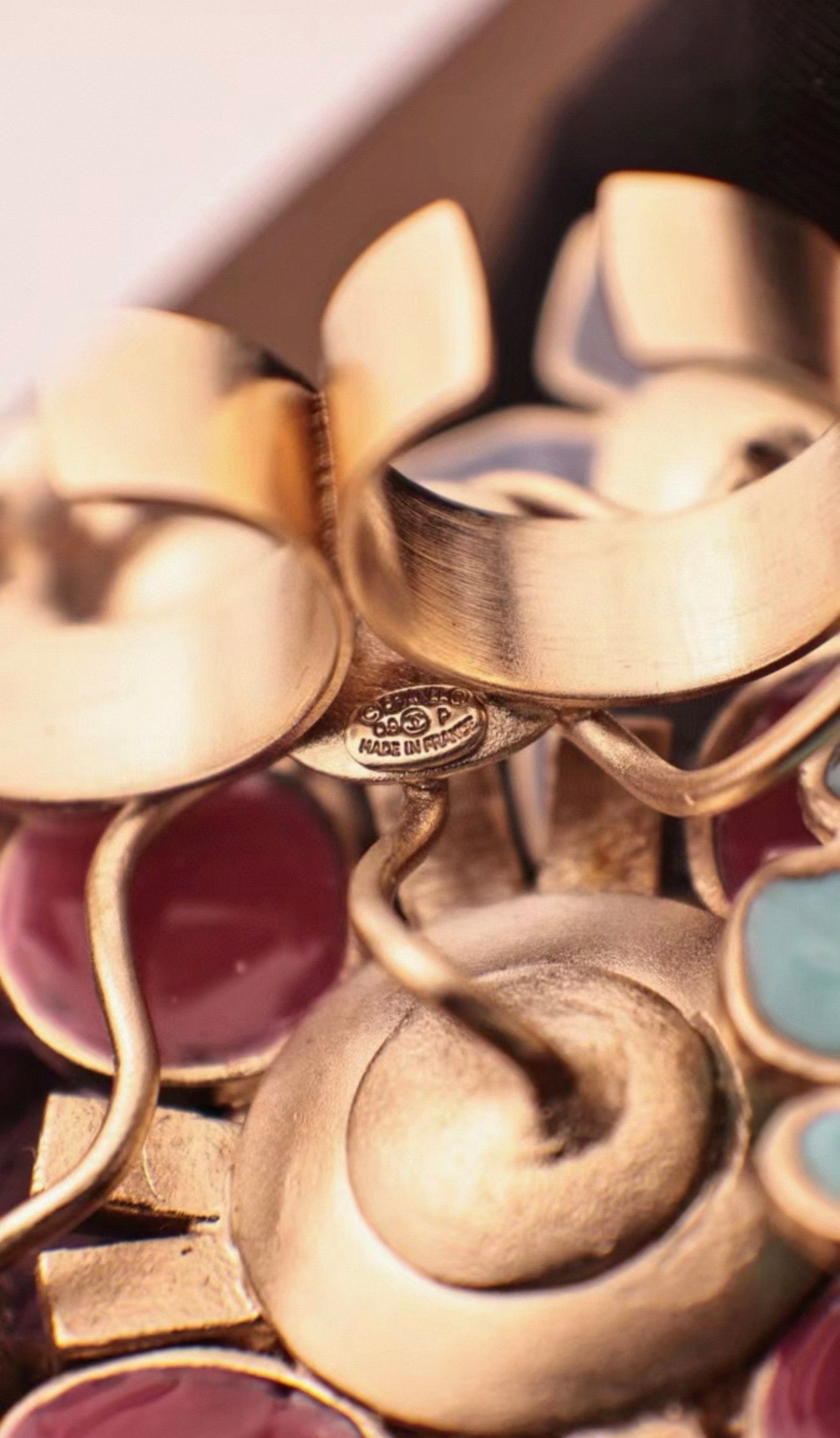 Chanel 2009 Colored Glass Flower and Pearl Ring