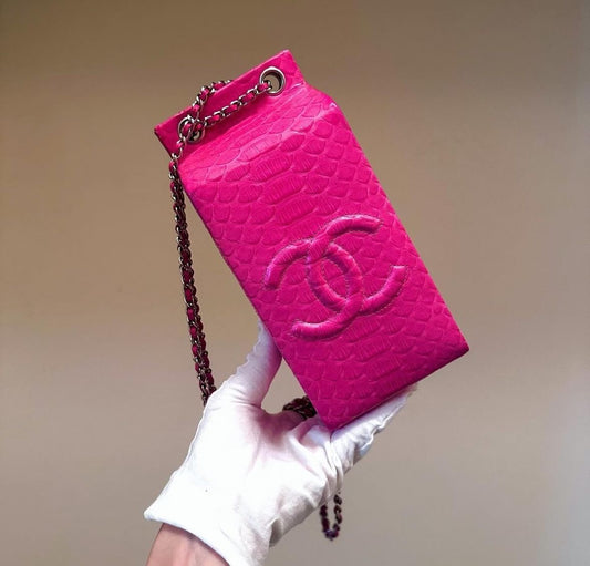 Chanel Pink Python Lait de Coco Milk Carton Bag