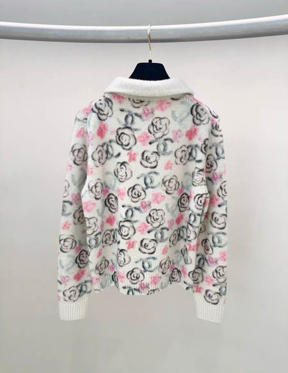 Chanel 23N coco neige Beige/Pink Cashmere Cardigan size 38