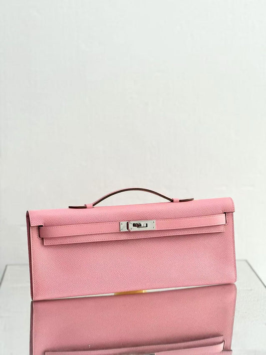Hermès Kelly Cut Pink Epsom Leather Palladium Hardware