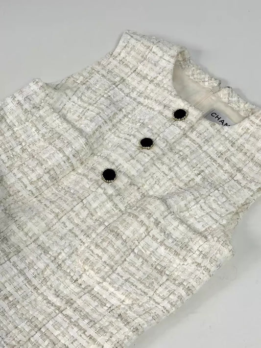 Chanel 21A ecru tweed dress