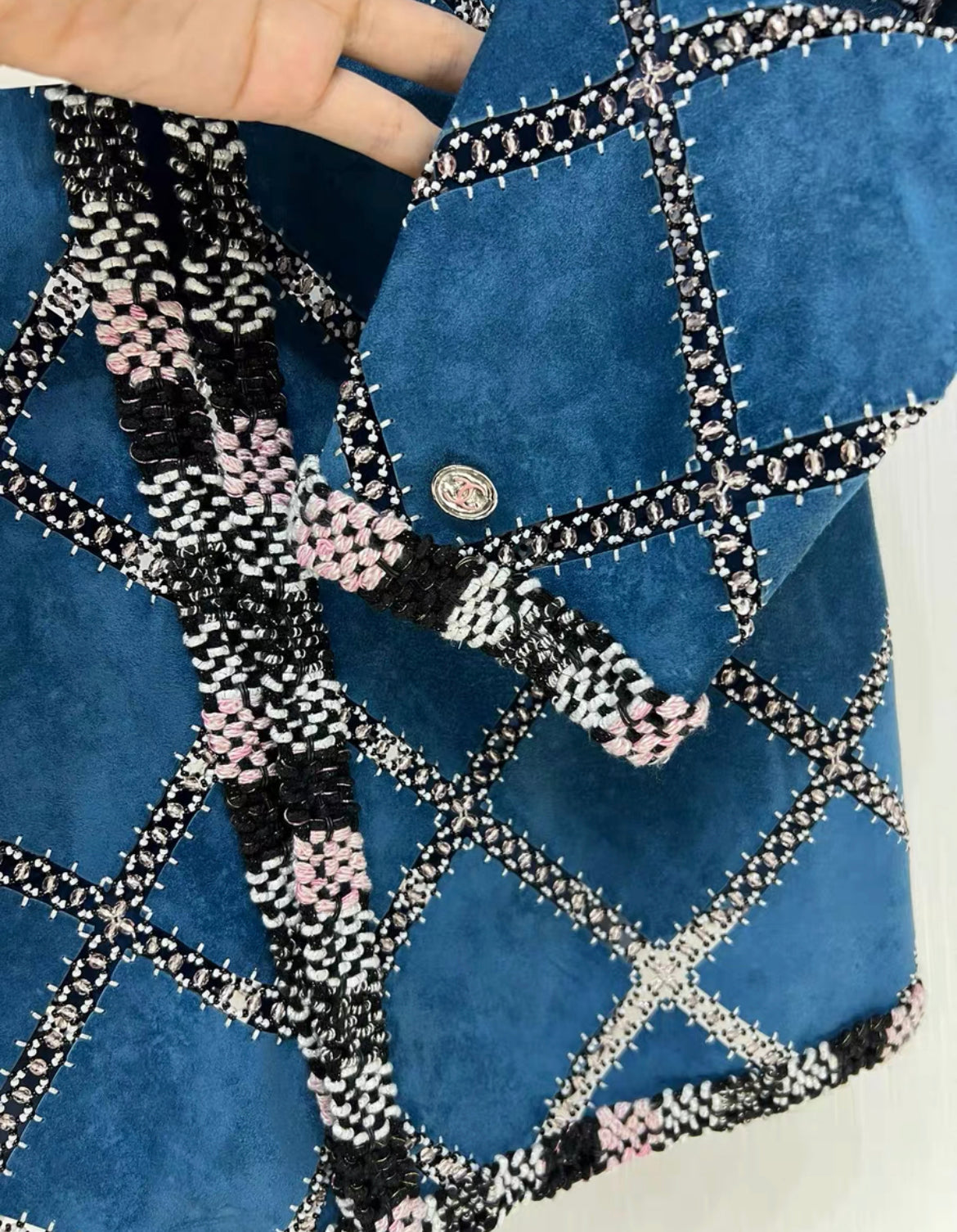 Chanel 23A Jacket in Calfskin Embroidered with imitation Pearls