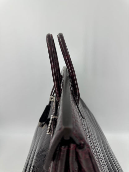 Hermes Birkin HAC 50 Bordeaux Shiny Crocodile leather palladium hardware