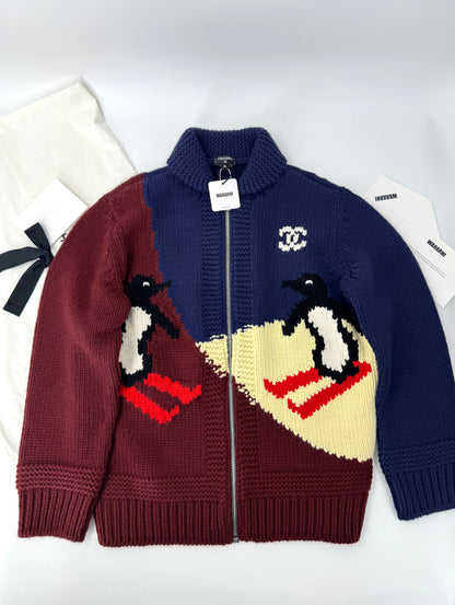 Chanel 26 Coco beige Penguin cardigan size 36