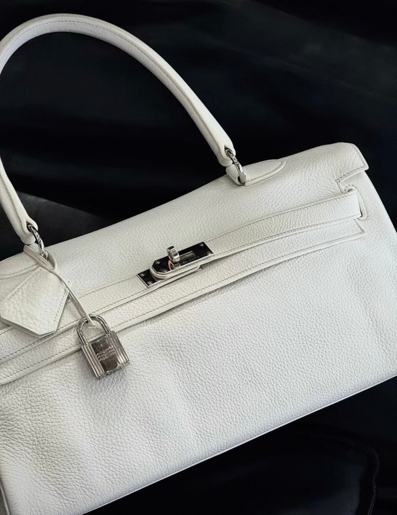Hermès Kelly Shoulder White Togo leather palladium hardware