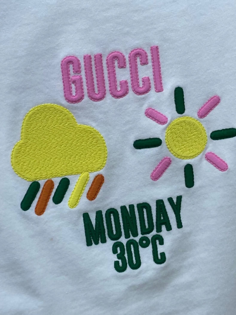 Gucci White shirt with embroidered weather motif