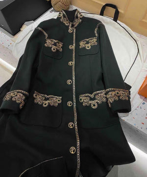 Chanel 15a Salzburg military green embroidered coat, size FR42
