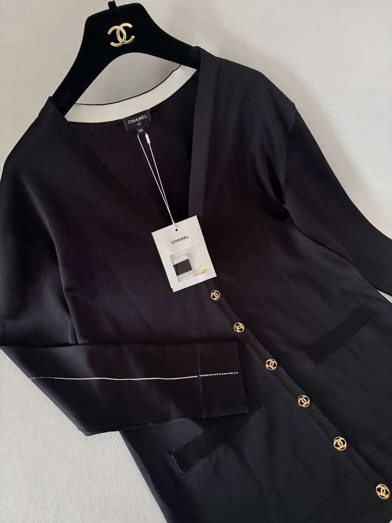 Chanel 26S Black Silk Cardigan