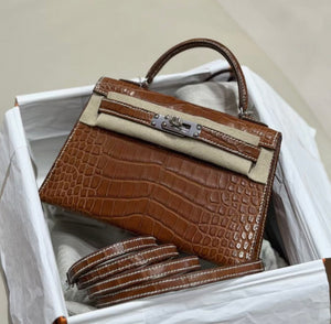 Hermès Kelly Sellier 20 Fauve Matte Alligator Barenia Palladium Hardware