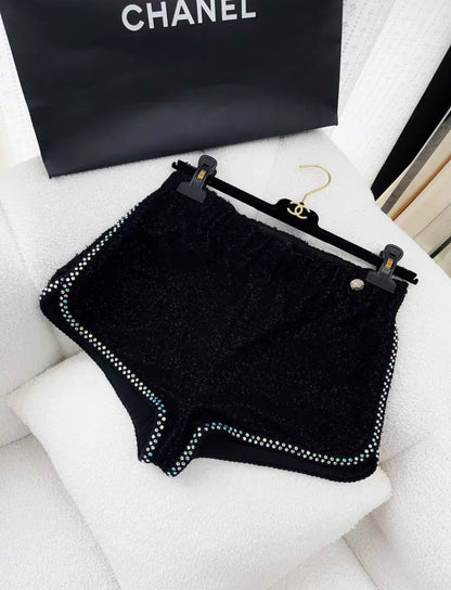 Chanel 24C Black Shorts with Crystals size 34