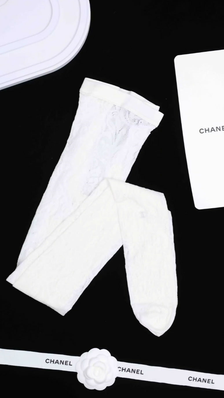 Chanel 23k White Lace Stockings