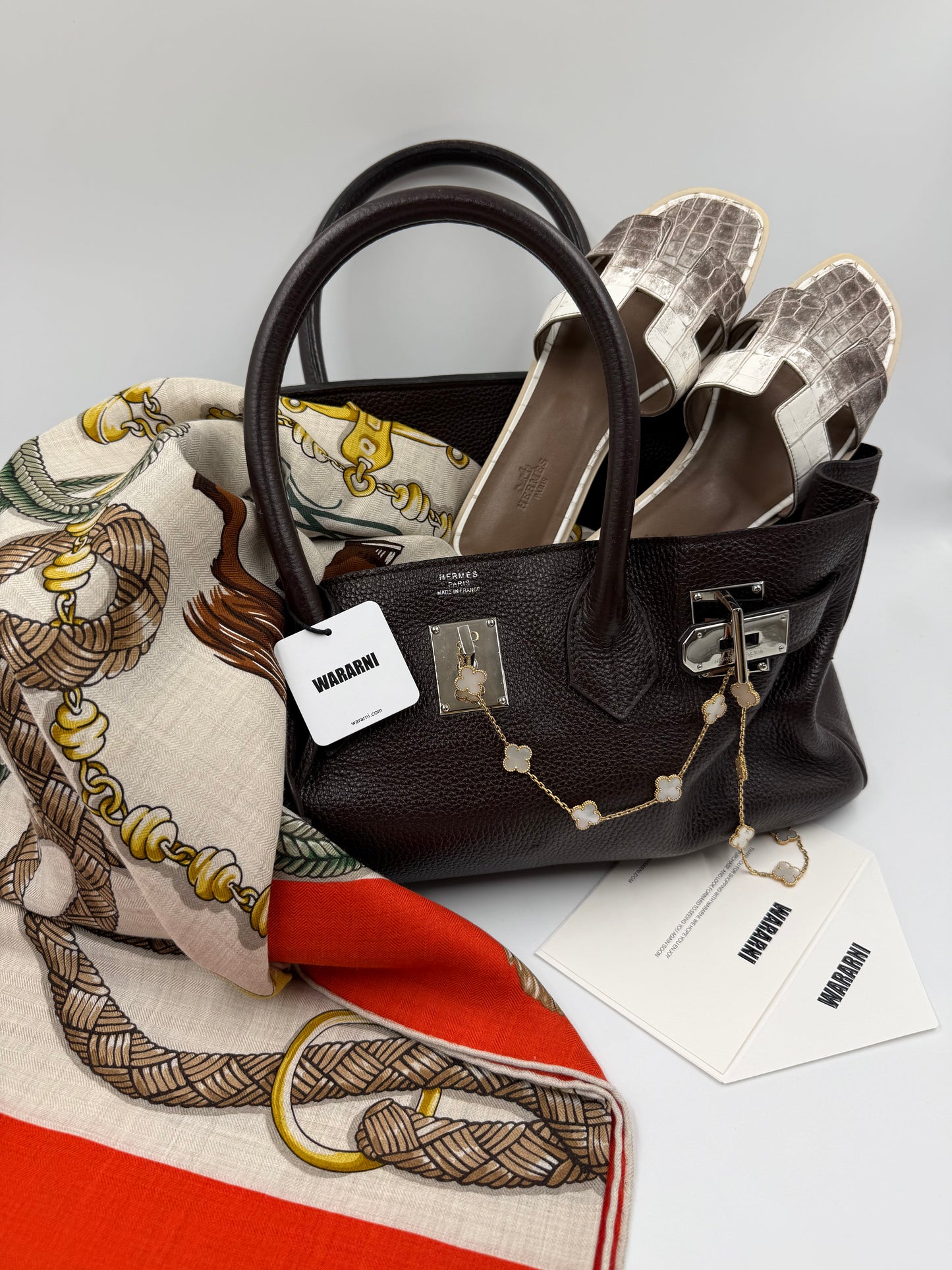 Hermès JPG Shoulder Birkin 42 Havane Clemence Leather with Palladium Hardware