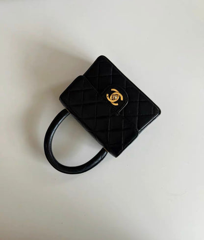 Chanel Black Lambskin Kelly Quilted Mini Flap