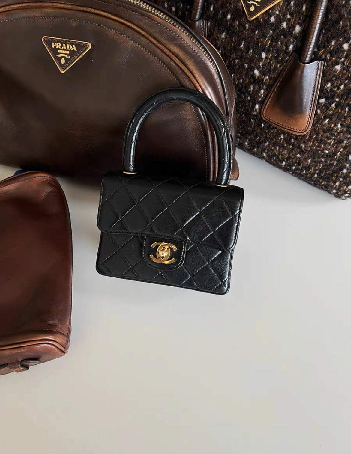 Chanel Black Lambskin Kelly Quilted Mini Flap