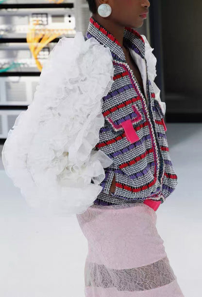 Chanel 17S white/black/purple/pink cotton jacket