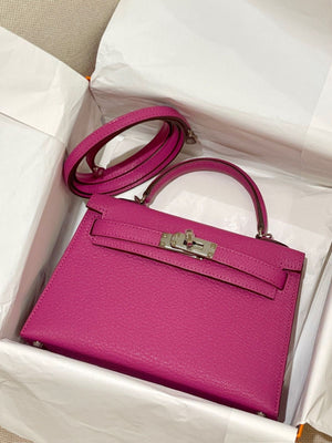 Hermes Mini Kelly 20 Magnolia Chevre Palladium hardware