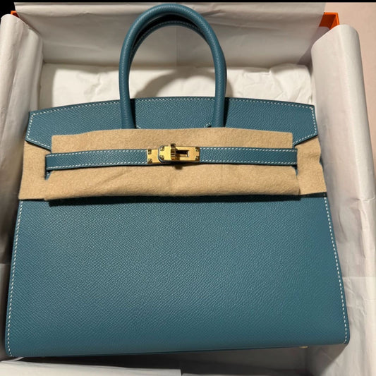 Hermes Birkin 25 blue jean Sellier Epsom leather Gold hardware