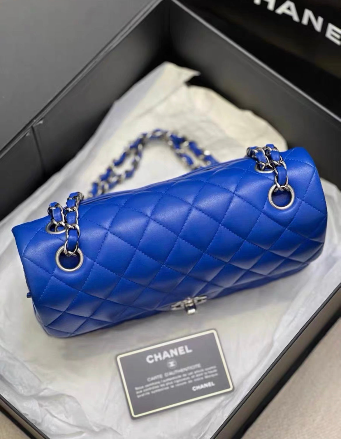 Chanel Electric Blue Medium Lambskin Double Flap Bag