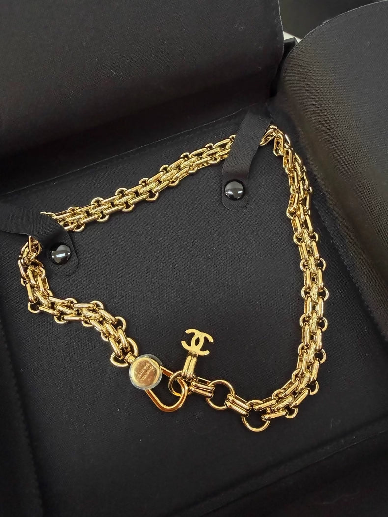 Chanel 26S Gold and Silver Chain Double C Logo Necklace