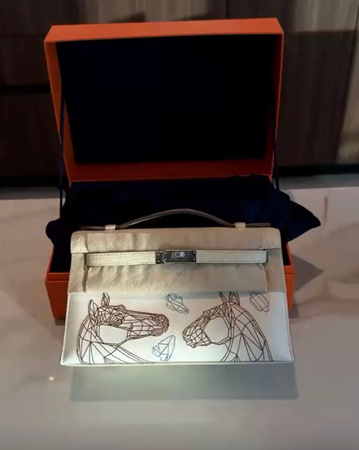 Hermes Kelly Pochette Swift Horizon Alligator Matte Veau  Year 2026  Only one in the world