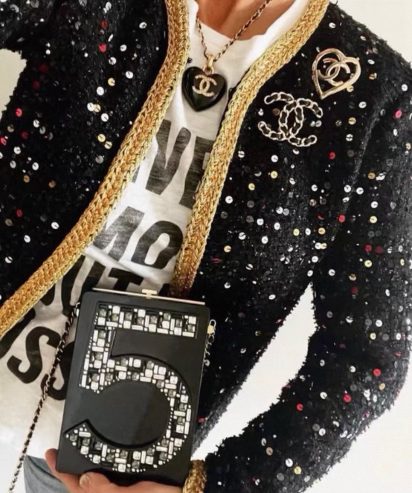 CHANEL Black Resin No. 5 Perfume Bottle Box Bag Minaudières