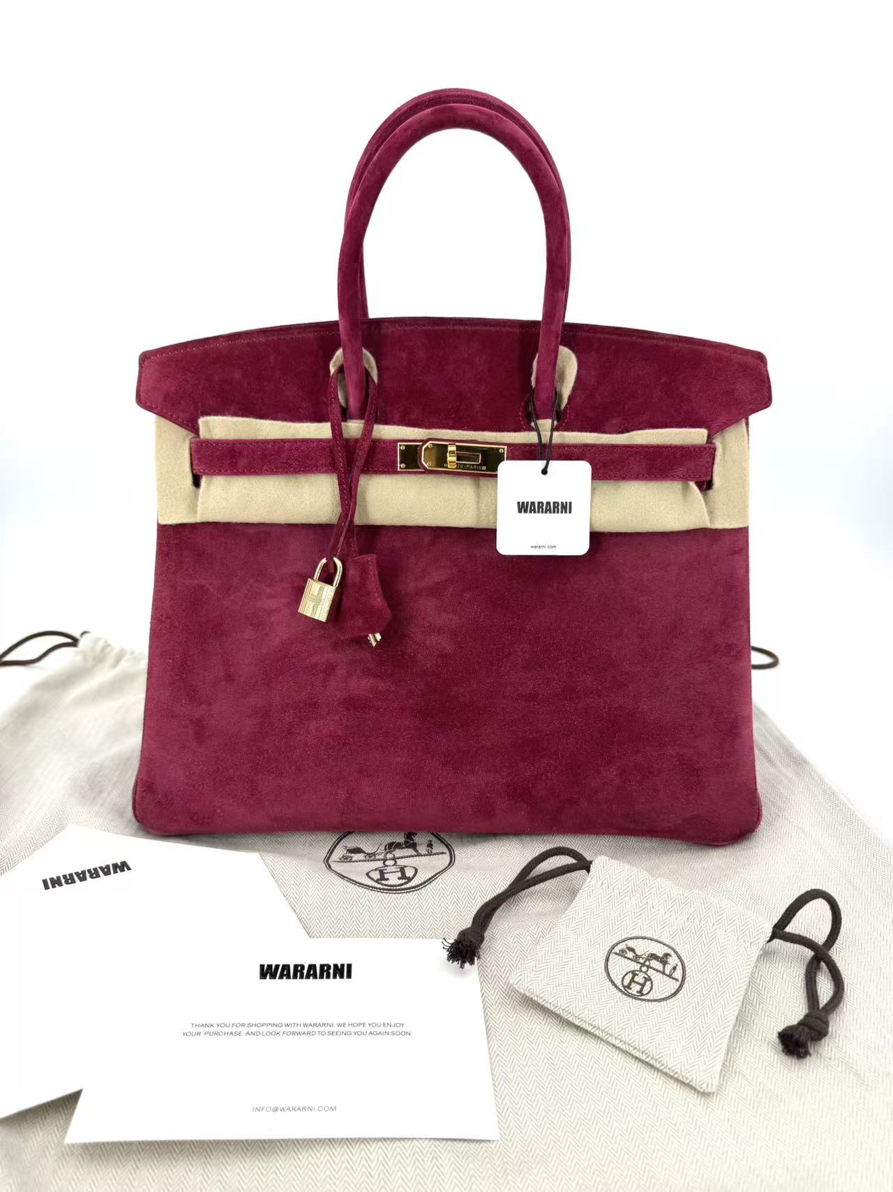 Rare* Hermès Birkin 35 raspberry pink suede doblis leather gold hardware