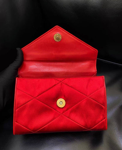Chanel Vintage Red Satin Gold Handle bag