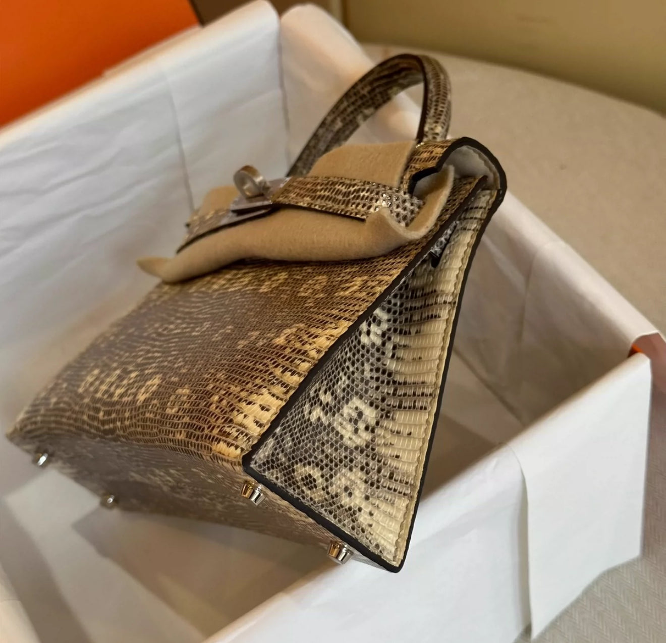 Hermes Mini Kelly Ombré Lizard Palladium Hardware