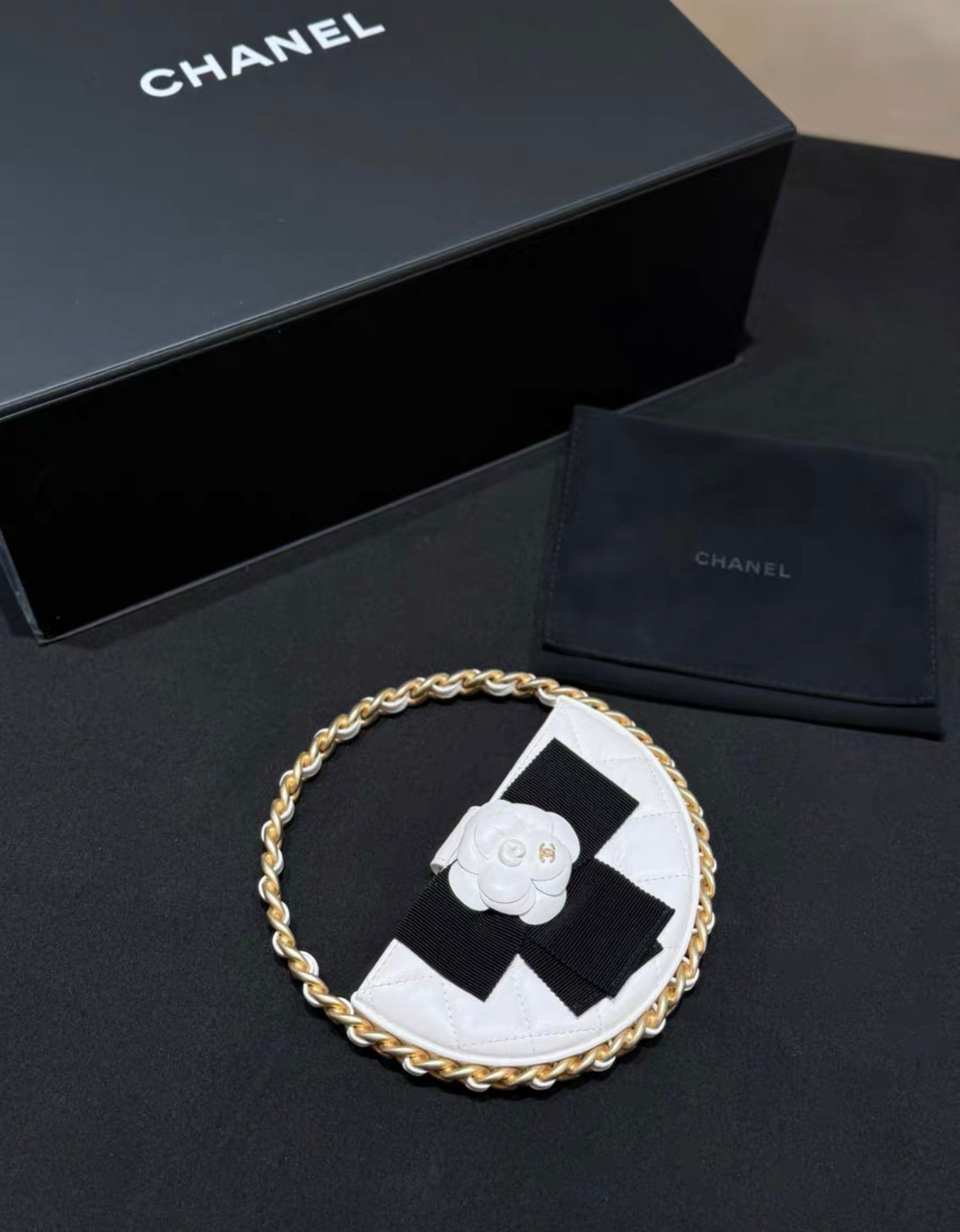 Chanel 23k Camellia Hula Hoop Bag White – Wararni.com