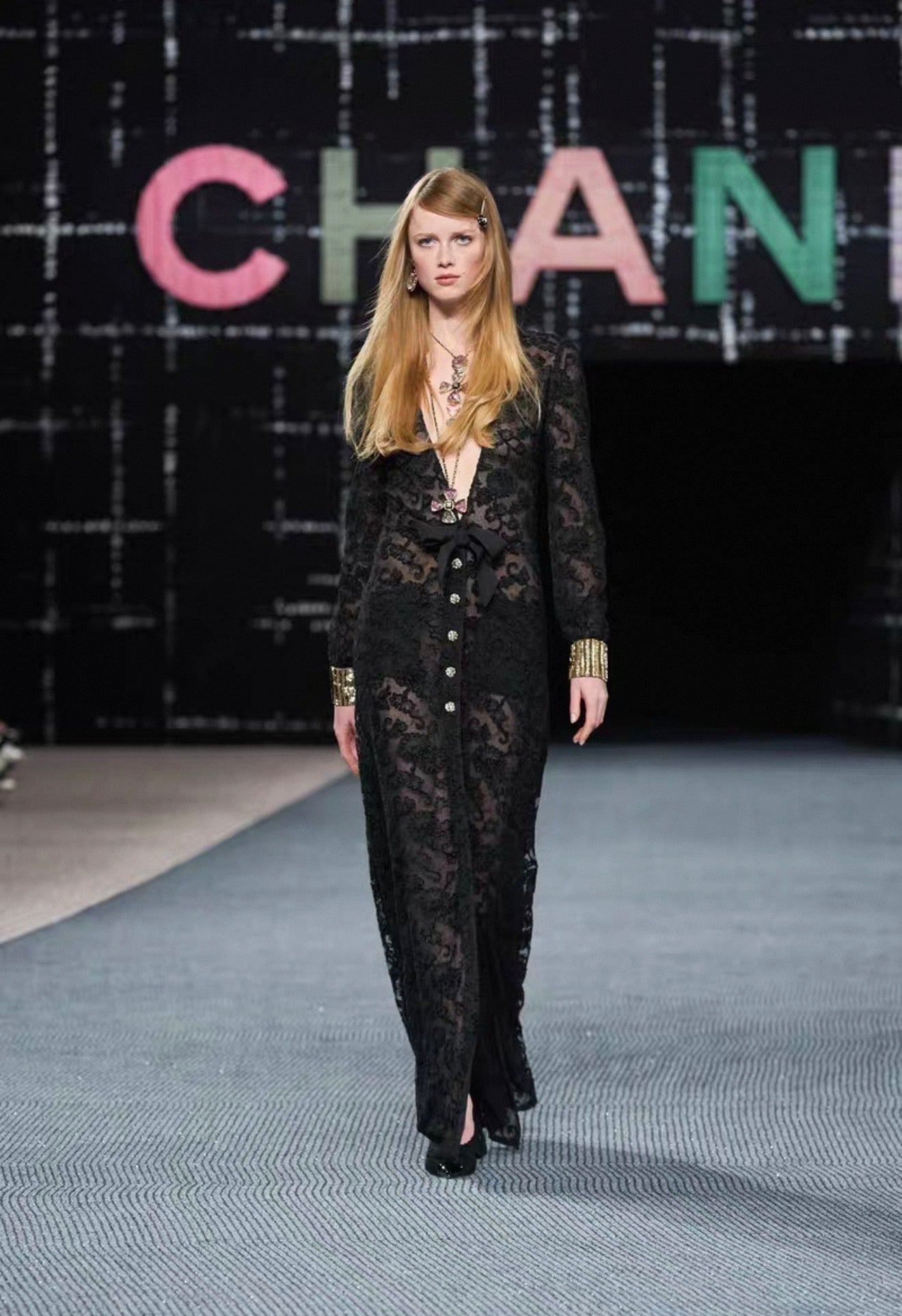 Chanel 22K Embossed Embroidered Lace Dress