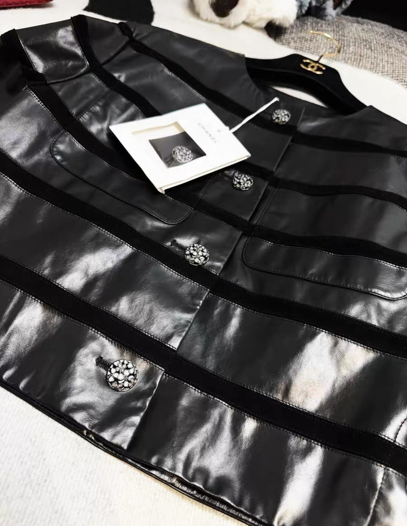 Chanel 24S black striped leather jacket