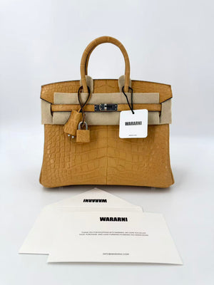 Hermes Birkin 25 Blond Matte Alligator Palladium hardware (new color)