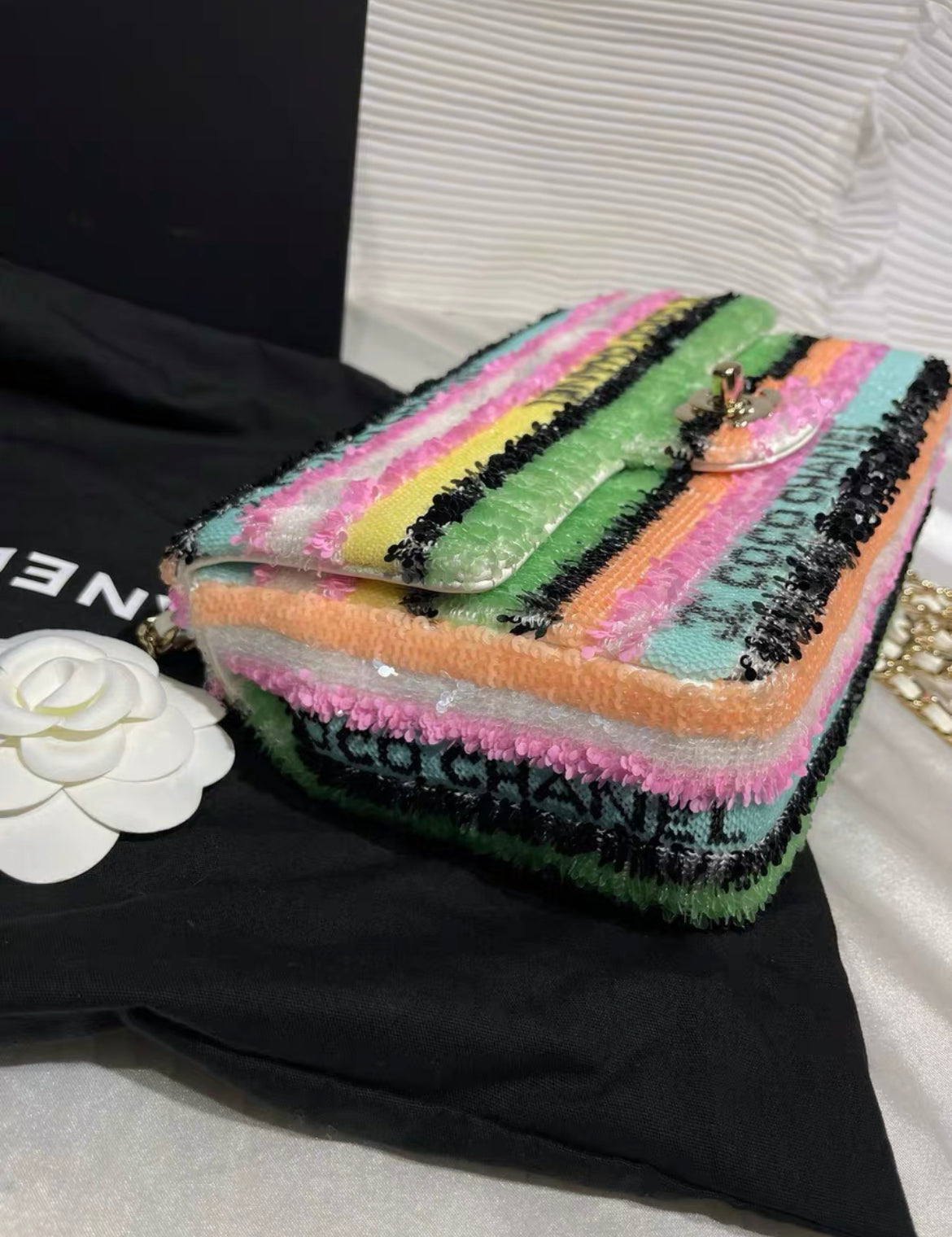 Chanel Rainbow Sequin Mini Rectangular Flap Bag