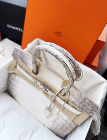Hermes birkin 30 Himalaya Alligator Leather Palladium Hardware
