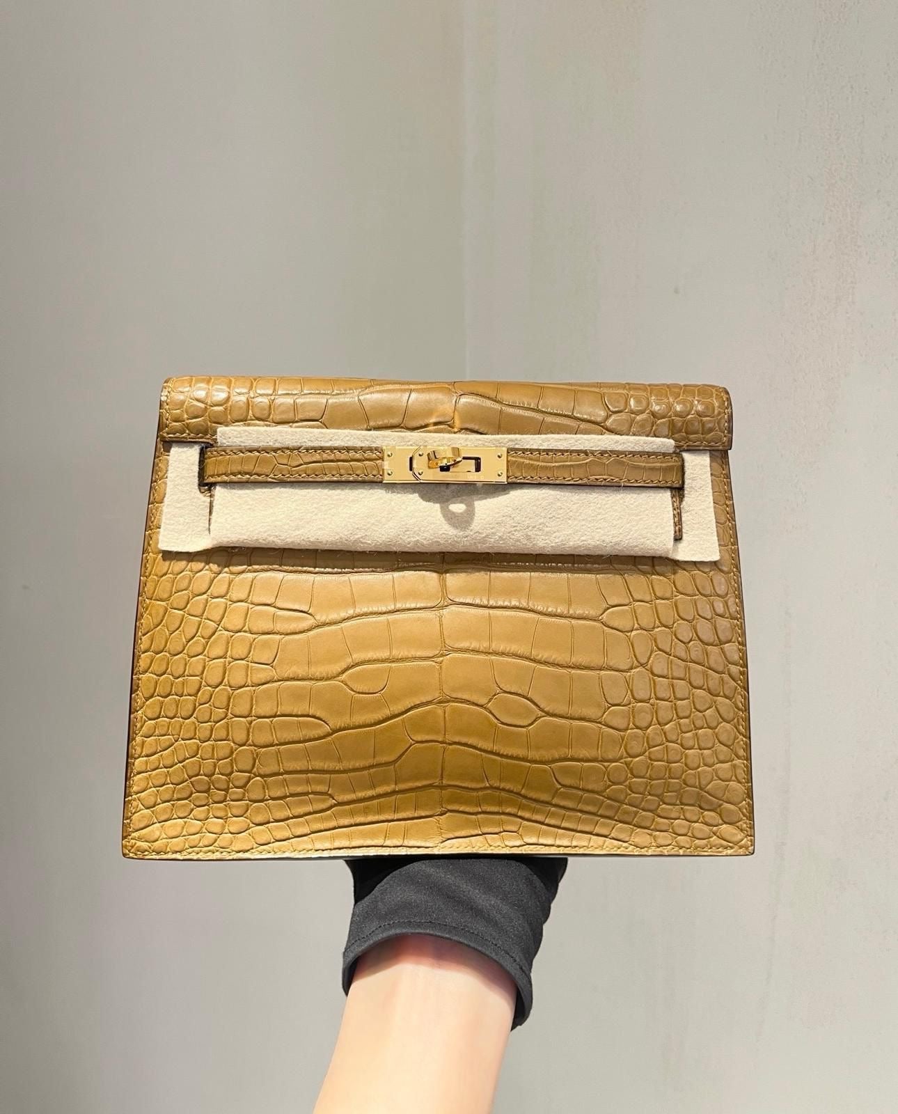 Hermes Kelly Danse Kraft Alligator gold hardware