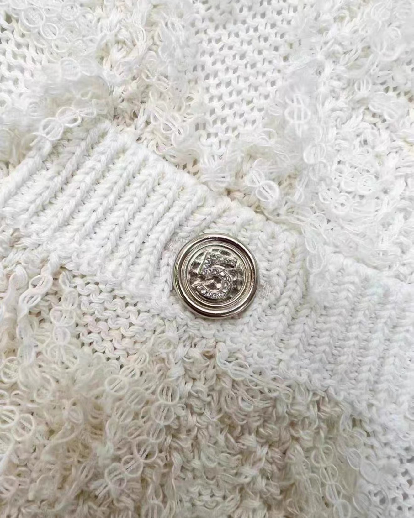 Chanel 21S ecru tweed cardigan