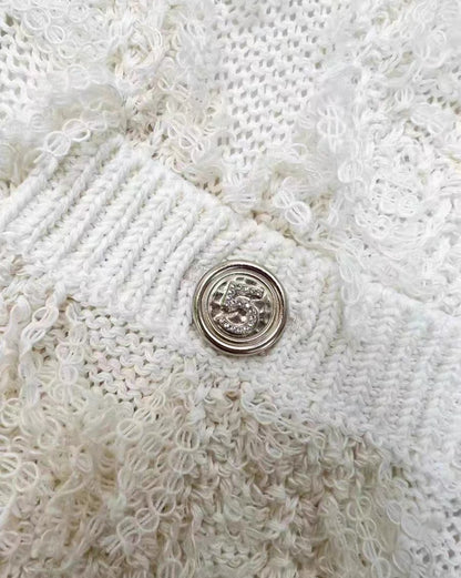 Chanel 21S ecru tweed cardigan