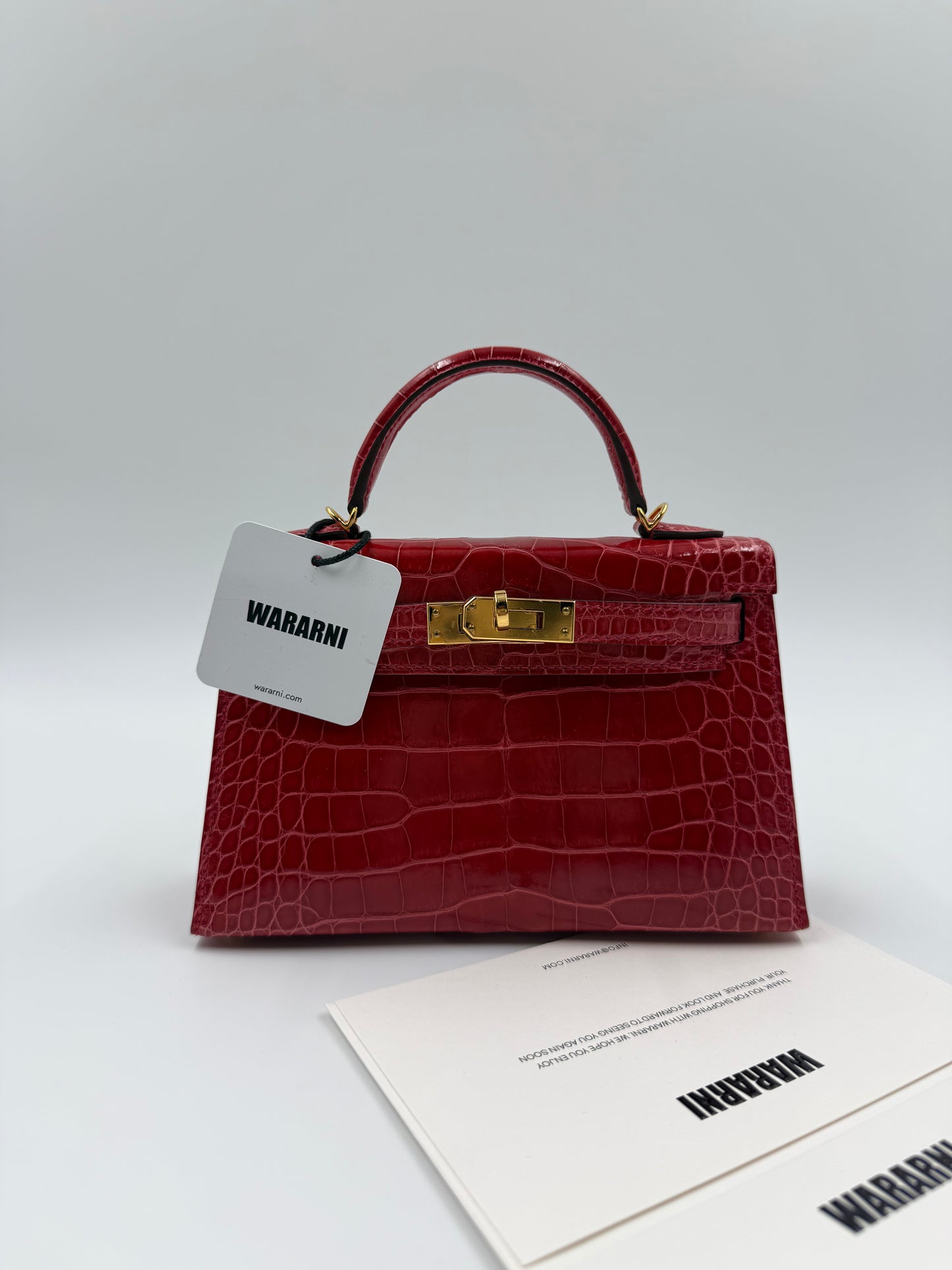 Hermès Mini Kelly 20 Shiny Braise Alligator leather with Gold Hardware