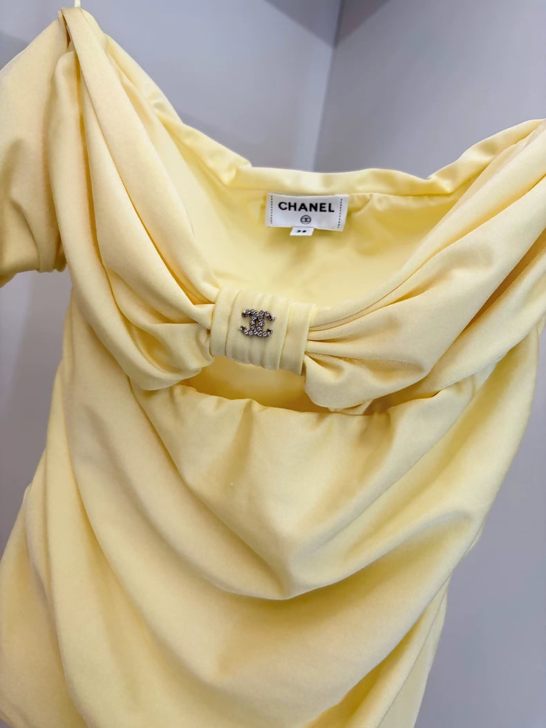 Chanel 23s Yellow Off-Shoulder Top