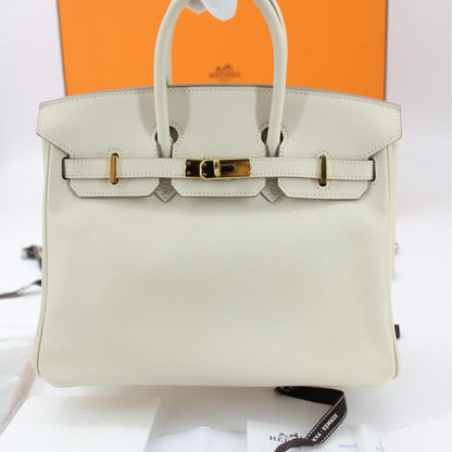 Hermes Birkin 25 Craie Swift leather gold hardware