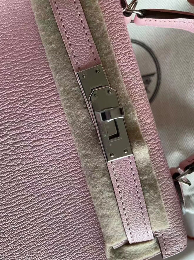 Hermes Mini Kelly II 20 Rose Sakura Chèvre Palladium Hardware