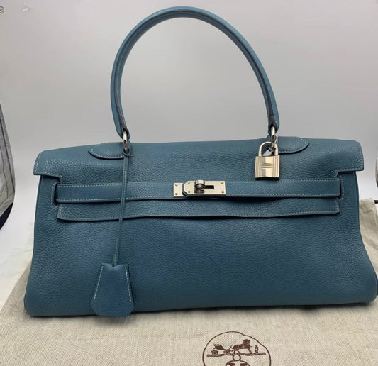 HERMES shoulder Kelly Blue Denim Togo Leather palladium hardware