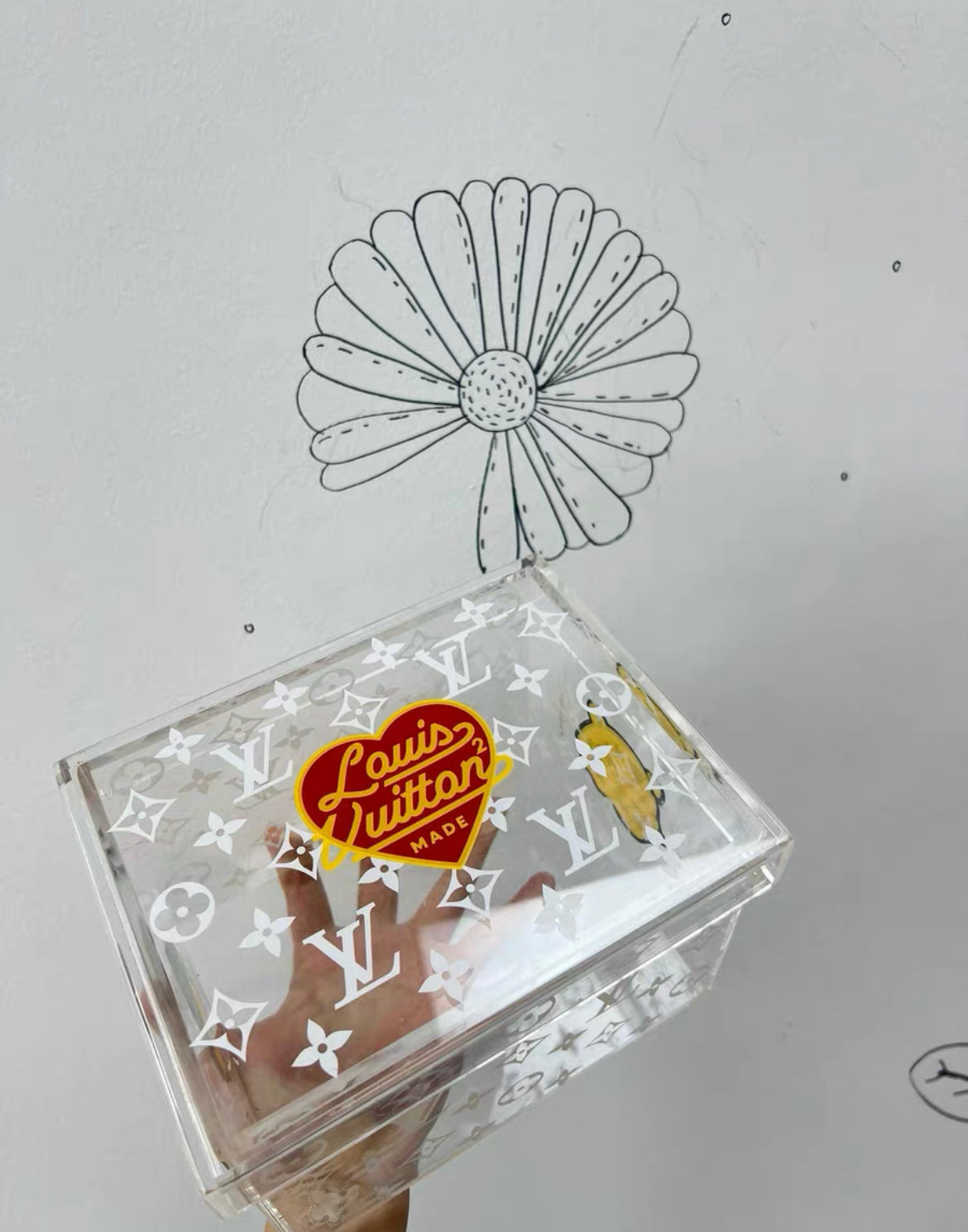 Louis Vuitton Nigo transparent box with duck and tiger characters