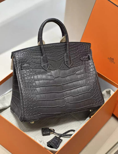 Hermès Birkin 25 Graphite Matte Alligator L’éther Gold Hardware