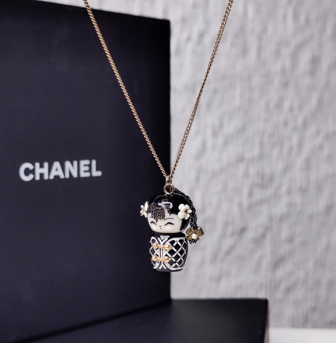 Chanel 10A Double C Acrylic Porcelain Doll Necklace