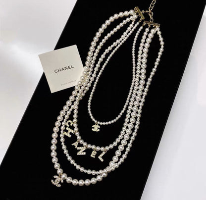 Chanel 20B Double C Diamond Pearl Necklace