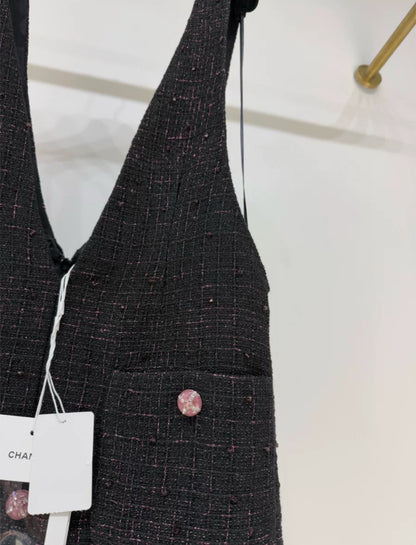 Chanel 24C Black & Pink Iridescent Tweed Dress