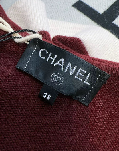 Chanel 2016 Burgundy & Ecru Cashmere Coat
