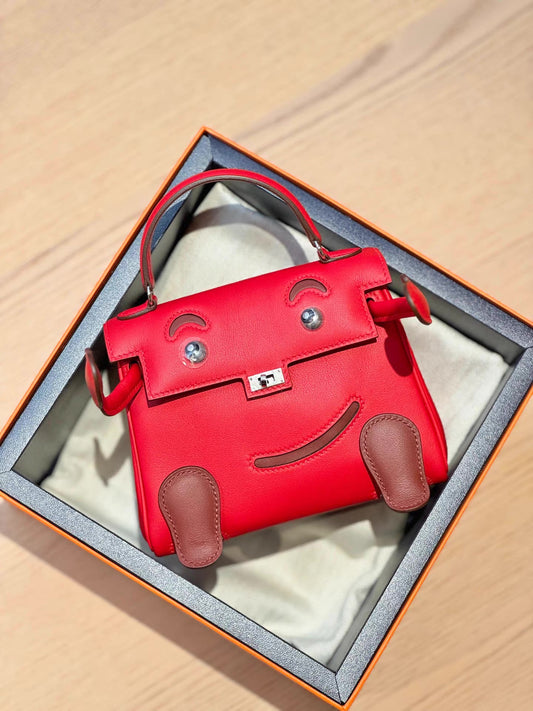 Hermes kelly doll red swift leather palladium hardware